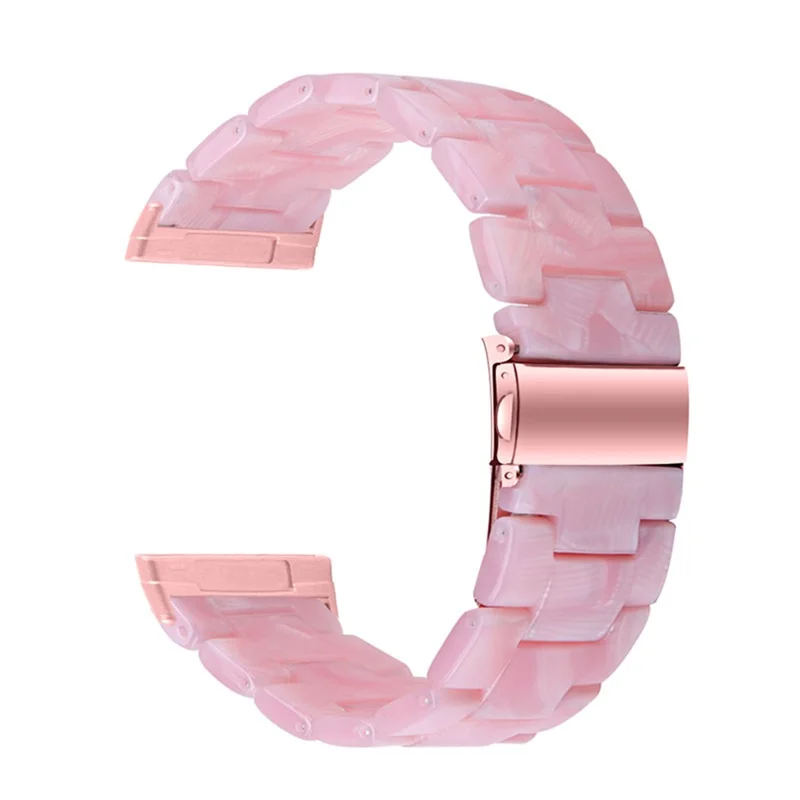 3 Beads Resin Watch Bands Stainless Steel Buckle Replacement Watch Strap for Fitbit Versa 3 / Fitbit Sense - Pearl Light Pink