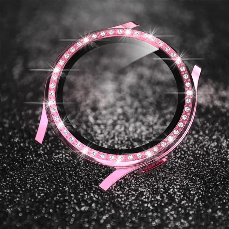 Étui pour montre PC avec film de protection d'écran en verre trempé pour Samsung Galaxy Watch4 40mm - Rose
