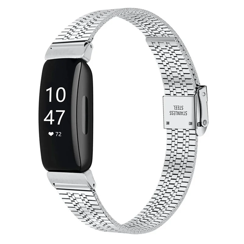 5 Beads Stainless Steel Wrist Strap with Double Buckle Band Smart Watch Accessory for Fitbit Inspire 1/2/Inspire HR - Silver