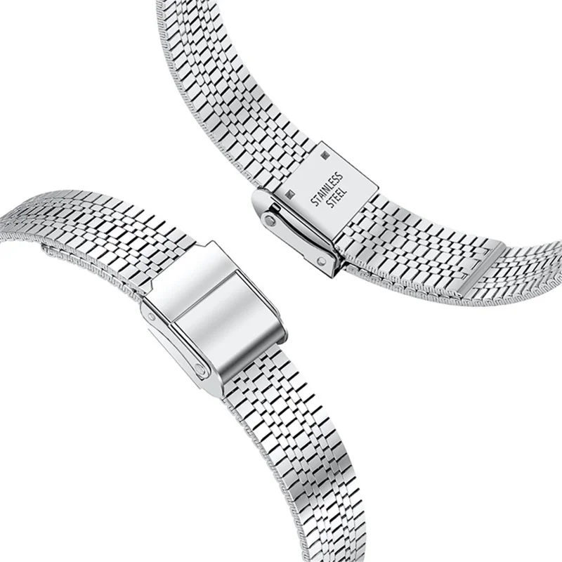 5 Beads Stainless Steel Wrist Strap with Double Buckle Band Smart Watch Accessory for Fitbit Inspire 1/2/Inspire HR - Silver