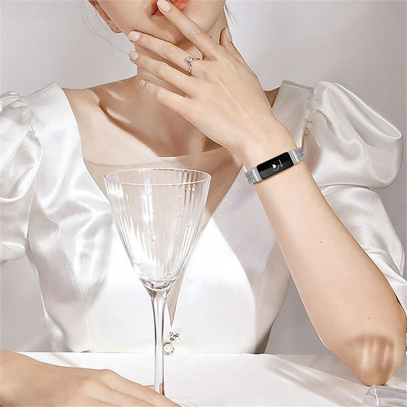 5 Beads Stainless Steel Wrist Strap with Double Buckle Band Smart Watch Accessory for Fitbit Inspire 1/2/Inspire HR - Silver