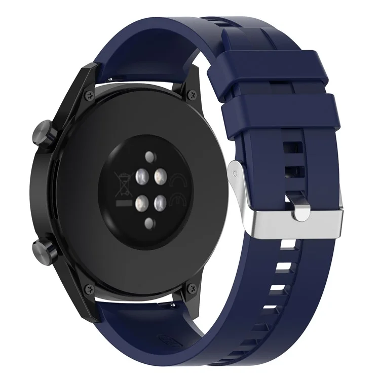 20 mm Silikon Smart Watch Armband Verstellbares Armband Für Huawei Uhr GT Runner/uhr GT3 42mm - Silberstahlschnalle/mitternachtsblau