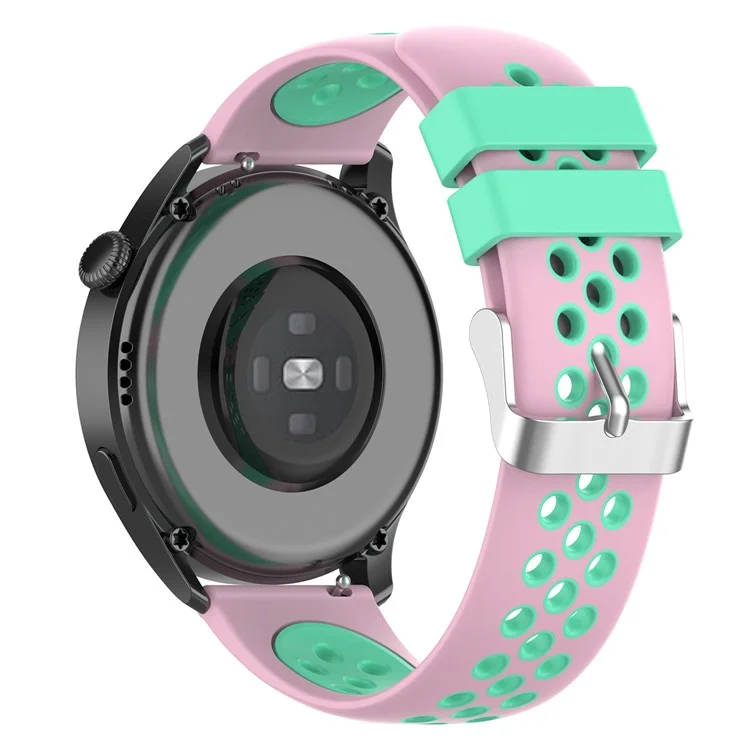 22mm de Ritmo de Cinta de Silicone de 22 mm Com Vários Orifícios Para o Design da Huawei Relógio GT3 46mm/Samsung Gear S3 Frontier/Classic - Rosa/azul -petróleo