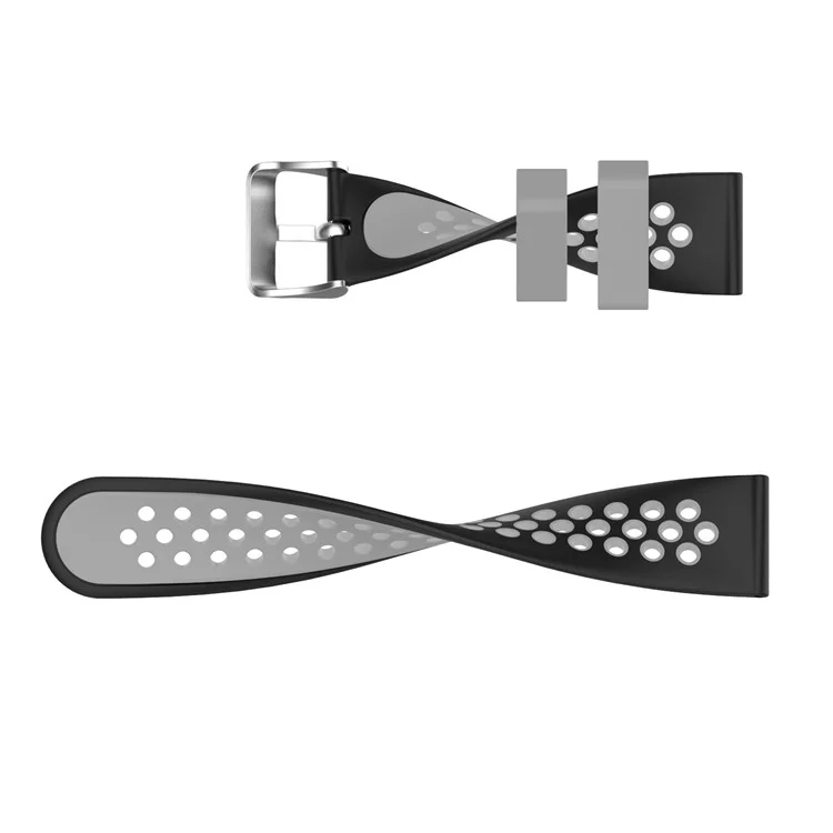 22mm Breathable Dual Color Silicone Watch Strap Wristband with Multiple Holes Design for Huawei Watch GT3 46mm/Samsung Gear S3 Frontier/Classic - Black/Grey