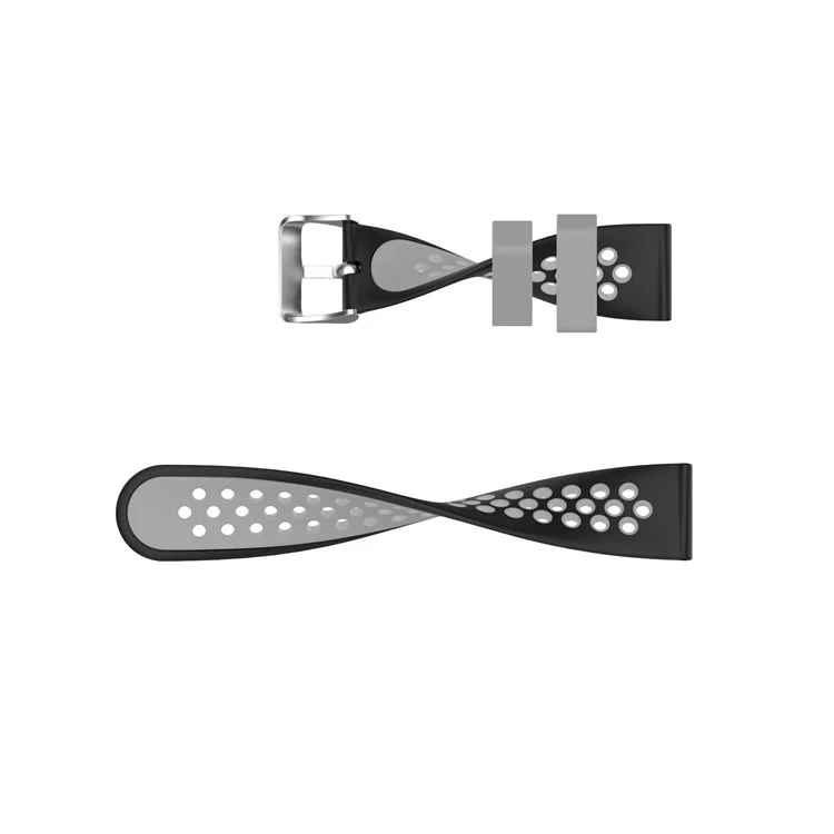 Bracelet de montre silicone à double couleur avec trous multiples, respirant, pour Huawei Watch GT3 42mm/Samsung Galaxy Watch 42mm - Noir/Rose