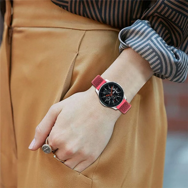 22mm Bracciale in nylon regolabile smart watch sostituzione per Samsung Galaxy Watch3 45mm/Gear S3 Classic/Galaxy Watch 46mm - Rosso