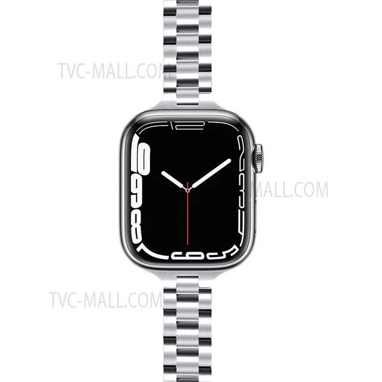 Smartwatch-Armband aus Edelstahl mit 3 Perlen und Doppelfaltschließe für Apple Watch Series 10 46mm / Ultra 2 Ultra 49mm / 9 8 7 45mm / SE (2023) SE (2022) SE 6 5 4 44mm / 3 2 1 42mm - Silber