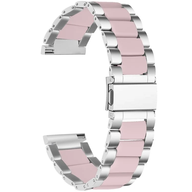 Easy Assemble Resin + Stainless Steel Wrist Bracelet Watch Band for Samsung Galaxy Watch4 Classic 42mm 46mm/Galaxy Watch Active/Galaxy Watch Active2 40mm 44mm - Silver/Pink