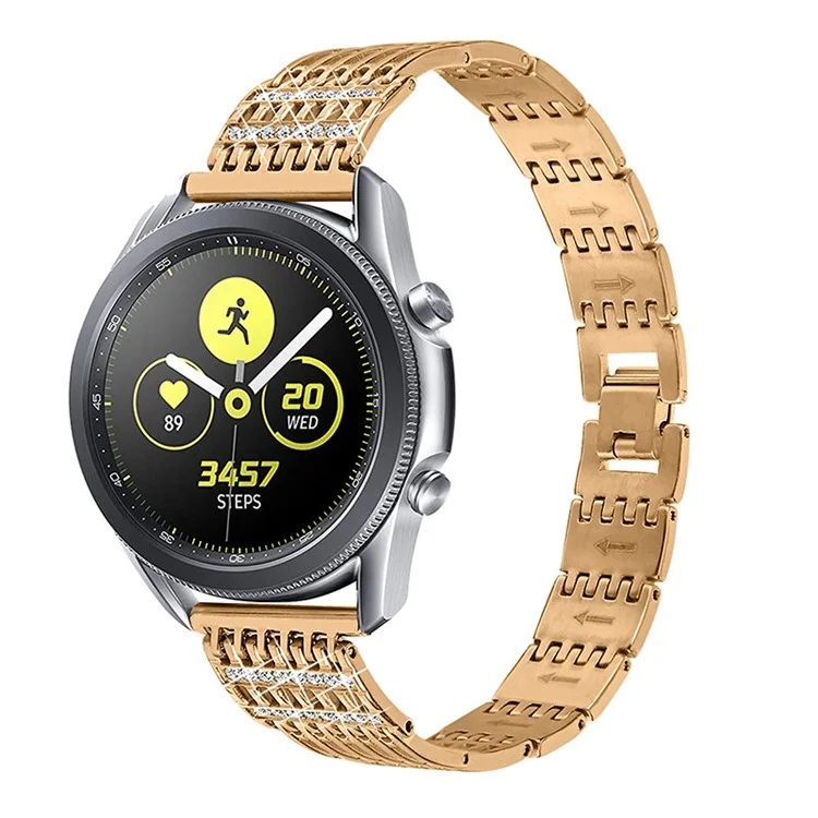 22 Mm Diseño Hueco Rhinestone Smart Watch Strap Banda De Reemplazo Para Samsung Galaxy Watch3 45mm / Galaxy Watch 46mm - Oro Rosa