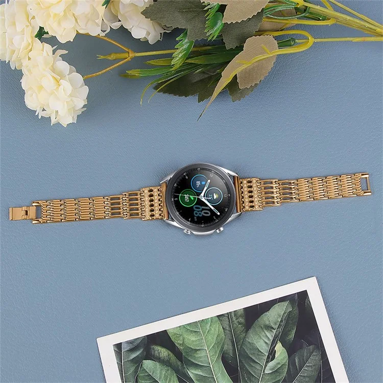 22mm Hohl Design Rhinestone Smart Watch Strap Ersatzband Für Samsung Galaxy Watch3 45mm / Galaxy Watch 46mm - Rosengold.