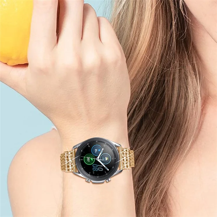 22 Мм Полый Дизайн Rhinestone Smart Watch Smart Smartace Band Для Samsung Galaxy Watch3 45mm / Galaxy Watch 46 Мм - Розовое Золото