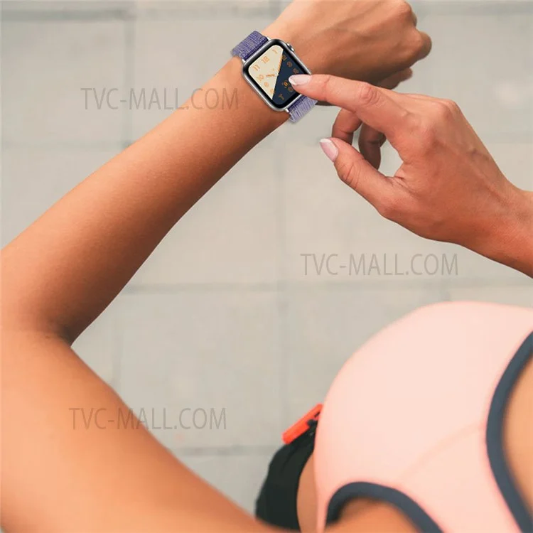 Geflochtenes Nylon Smart Watch Armband Band Ersatzriemen Für Apple Watch SE 40 Mm/serie 7 41 Mm/6/5/4 40 Mm/3/2/1 38 mm - Violett