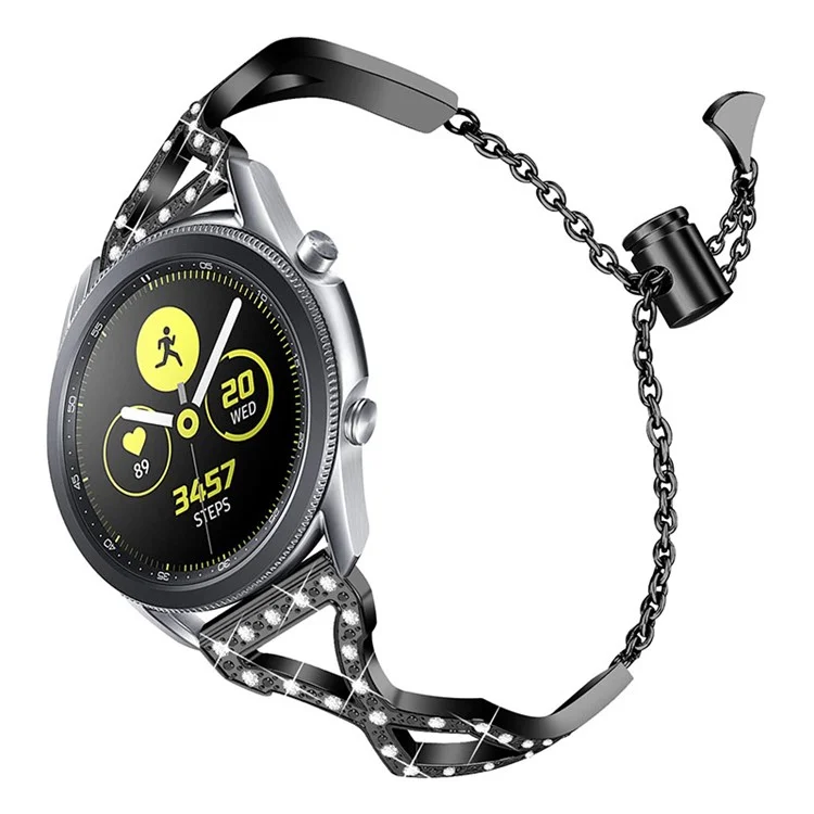 Hollow Out Rhinestone Decor 304 Stainless Steel Smart Watch Band Women Slide Bracelet for Samsung Gear S3 Classic/S3 Frontier - Black