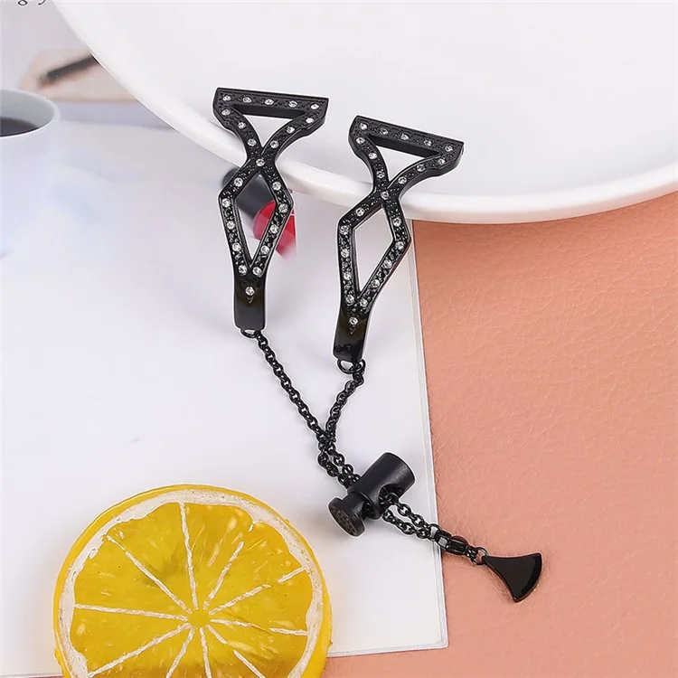 Hollow Out Rhinestone Decor 304 Stainless Steel Smart Watch Band Women Slide Bracelet for Samsung Gear S3 Classic/S3 Frontier - Black