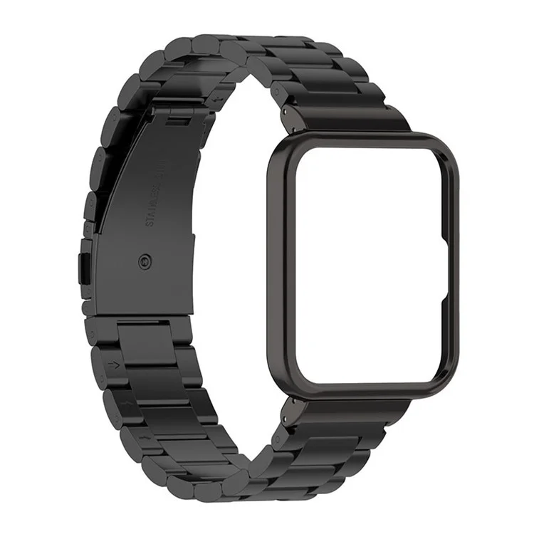 Bracelet en acier inoxydable 2 en 1 3 perles + Étui de protection pour montre pour Xiaomi Redmi Watch 2/Redmi Horloge 2 Génération - Noir