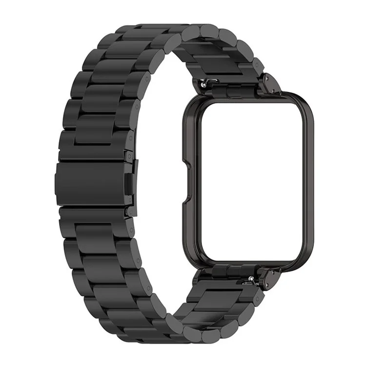 Bracelet en acier inoxydable 2 en 1 3 perles + Étui de protection pour montre pour Xiaomi Redmi Watch 2/Redmi Horloge 2 Génération - Noir