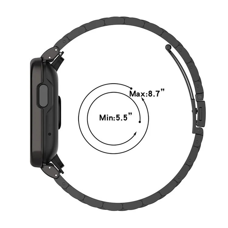 2 Em 1 3 Grânulos Strap De Relógio De Aço Inoxidável + Protetor De Caixa De Relógio Para Xiaomi Redmi Watch 2 / Redmi Horloge 2 Geração - Preto