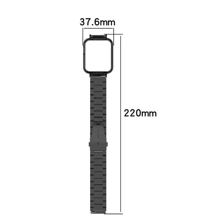 2 Em 1 3 Grânulos Strap De Relógio De Aço Inoxidável + Protetor De Caixa De Relógio Para Xiaomi Redmi Watch 2 / Redmi Horloge 2 Geração - Preto