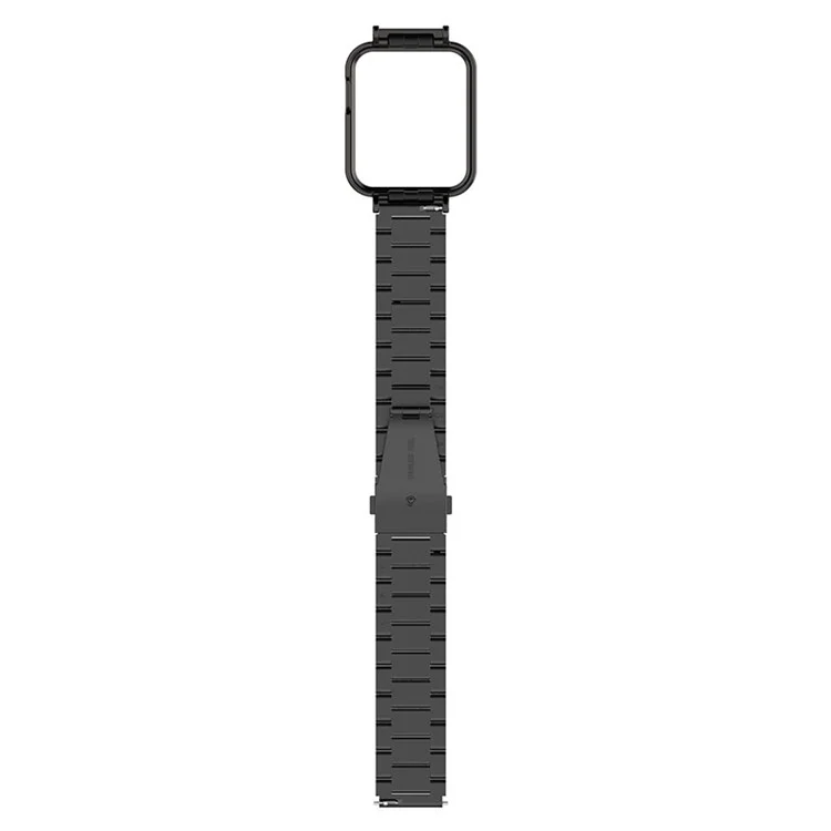 2 Em 1 3 Grânulos Strap De Relógio De Aço Inoxidável + Protetor De Caixa De Relógio Para Xiaomi Redmi Watch 2 / Redmi Horloge 2 Geração - Preto