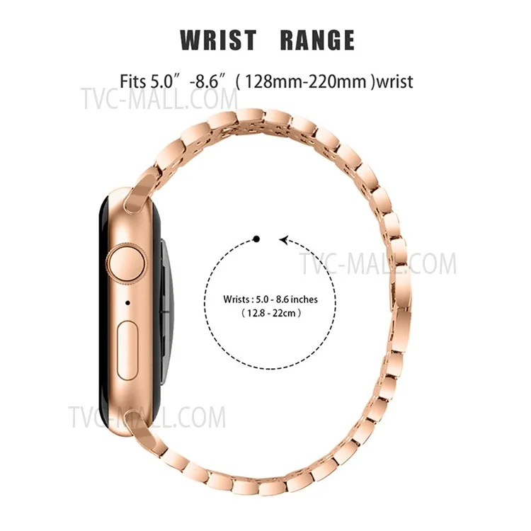 Rhinestone Decor Five Beads Metal Watch Strap Replacement + Anti-Wear Protective Case for Apple Watch Series 3 / 2 / 1 38mm - Rose Gold / Rose / Rose Pink