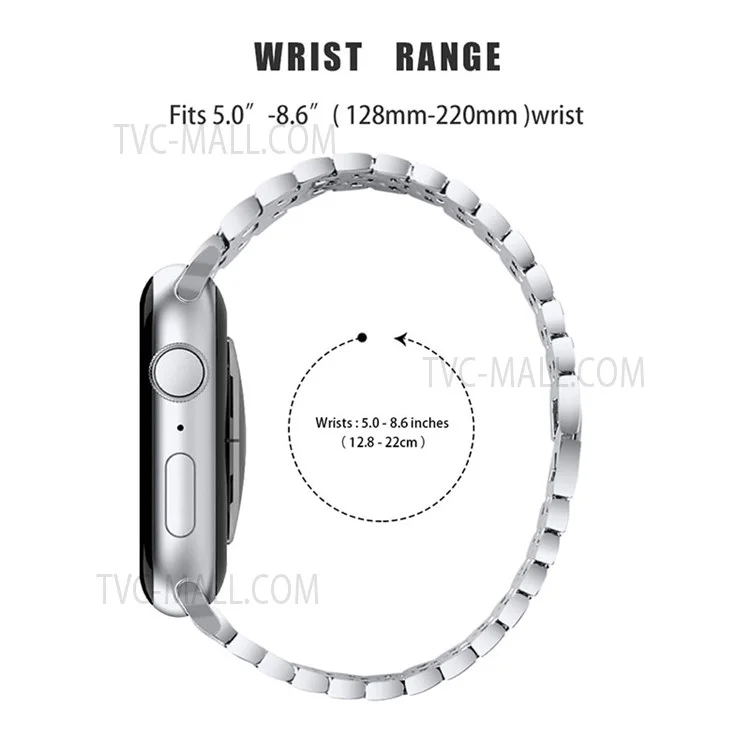 Banda de Reloj de Acero Inoxidable con 3 Filas de Decoración de Diamantes Brillantes y 5 Cuentas + Cubierta Protectora de Caja de Reloj de PC para Apple Watch Series 6/5/4/SE 40mm - Plata/Rosa/Plata