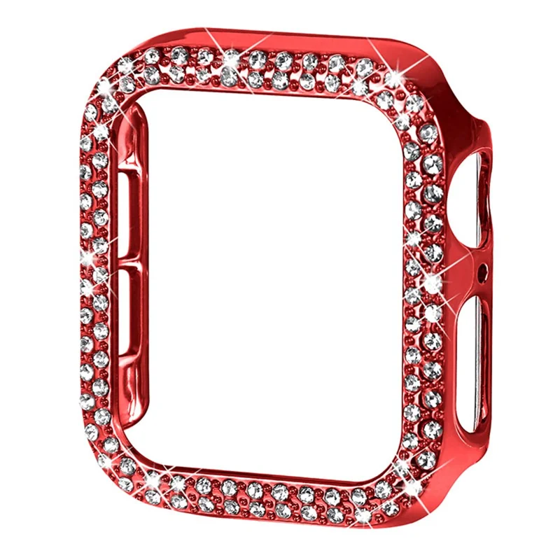 Hard PC Rhinestone Watch Case Frame Edge Cover for Apple Watch Series SE3 / SE2 / SE1 /  6 / 5 / 4 40mm - Red