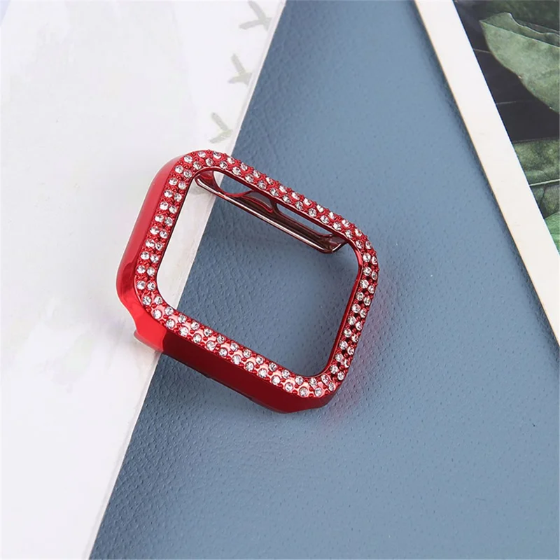 Hard PC Rhinestone Watch Case Frame Edge Cover for Apple Watch Series SE3 / SE2 / SE1 /  6 / 5 / 4 40mm - Red