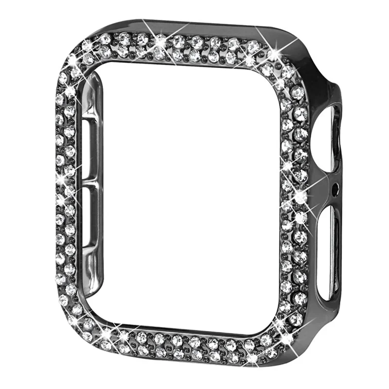 Rhinestone Decor Hard PC Anti-fall Watch Protective Cover Case for Apple Watch Series 9 / 8 / 7 41mm - Grey