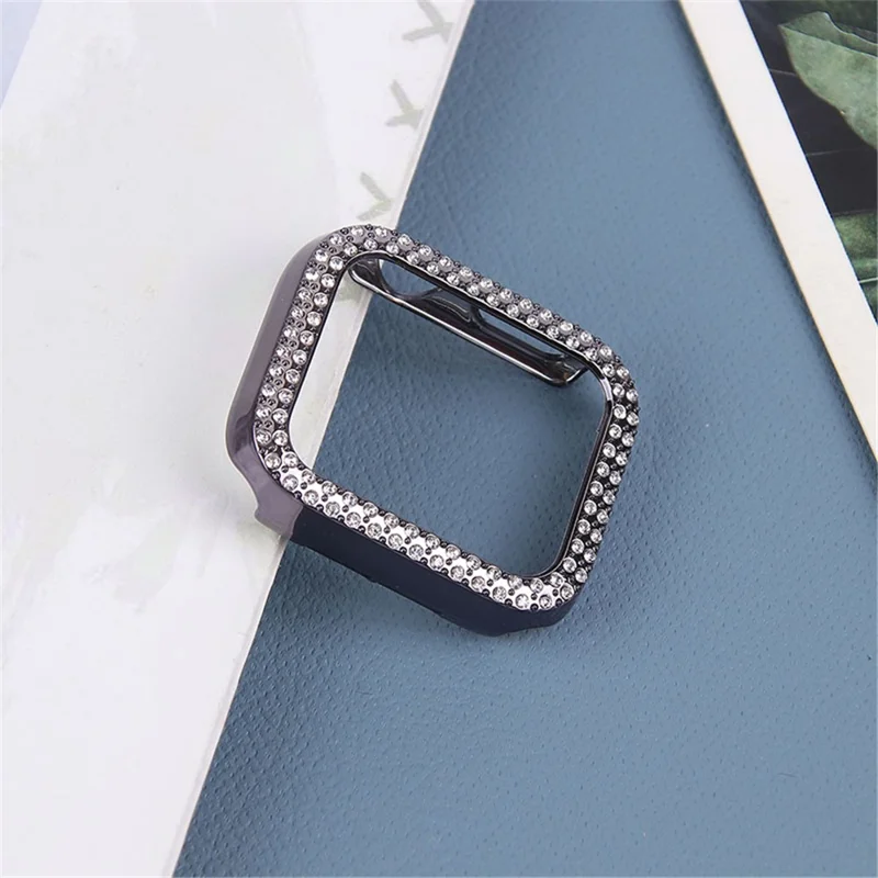 Rhinestone Decor Hard PC Anti-fall Watch Protective Cover Case for Apple Watch Series 9 / 8 / 7 41mm - Grey