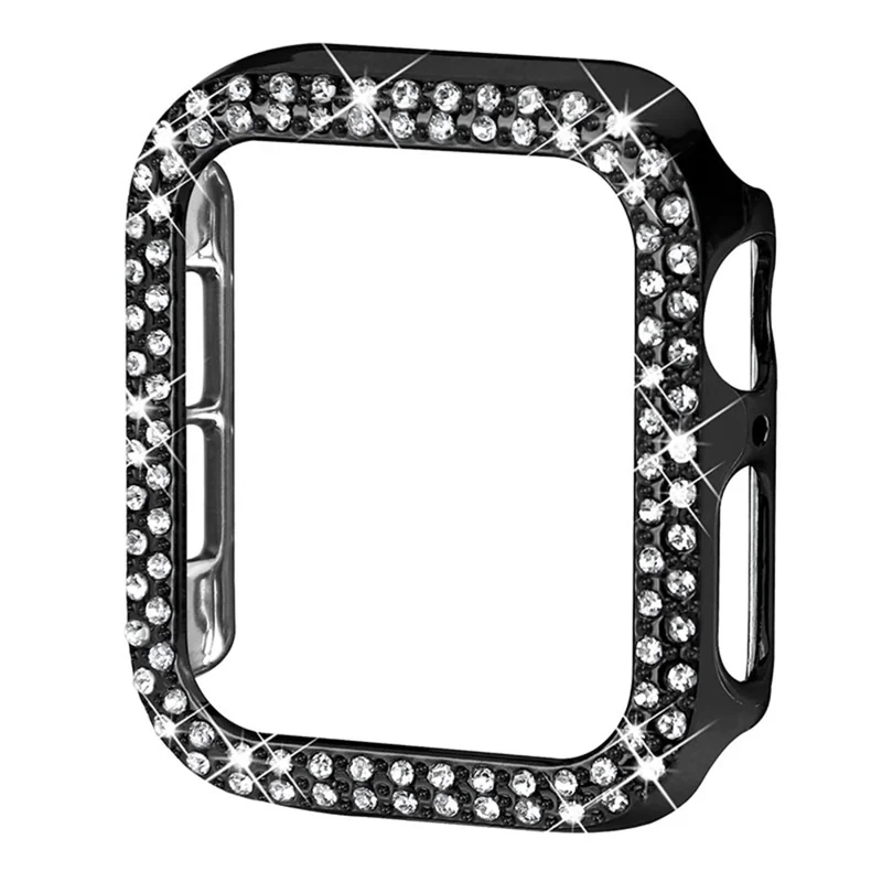 Rhinestone Decor Hard PC Anti-fall Watch Protective Cover Case for Apple Watch Series 9 / 8 / 7 41mm - Black