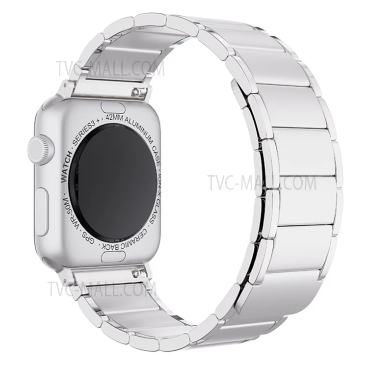 Magnetic Absorption Watch Band Adjustable Metal Wrist Strap Replacement for Apple Watch Series 10 46mm / Ultra 2 Ultra 49mm / 9 8 7 45mm / SE (2023) SE (2022) SE 6 5 4 44mm / 3 2 1 42mm - Silver