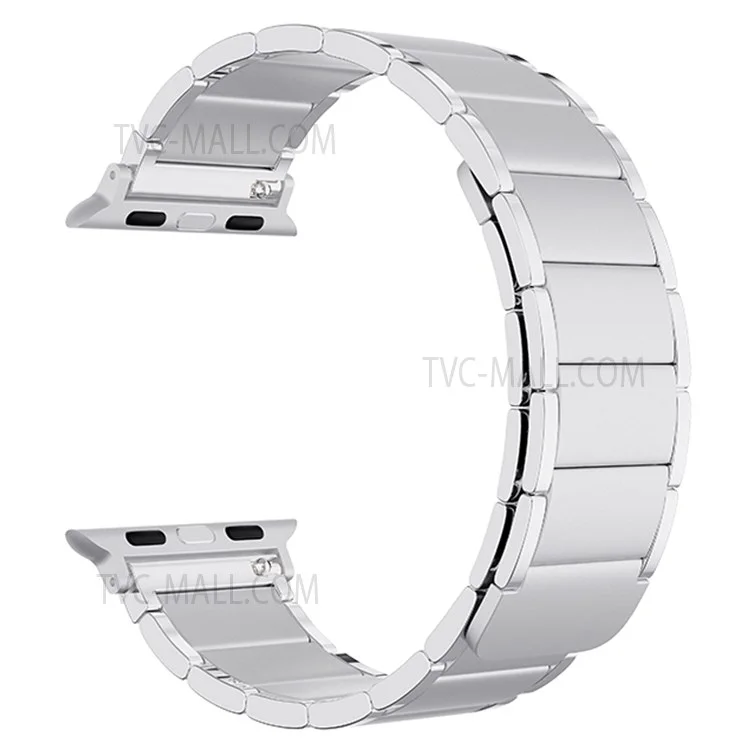 Magnetic Absorption Watch Band Adjustable Metal Wrist Strap Replacement for Apple Watch Series 10 46mm / Ultra 2 Ultra 49mm / 9 8 7 45mm / SE (2023) SE (2022) SE 6 5 4 44mm / 3 2 1 42mm - Silver
