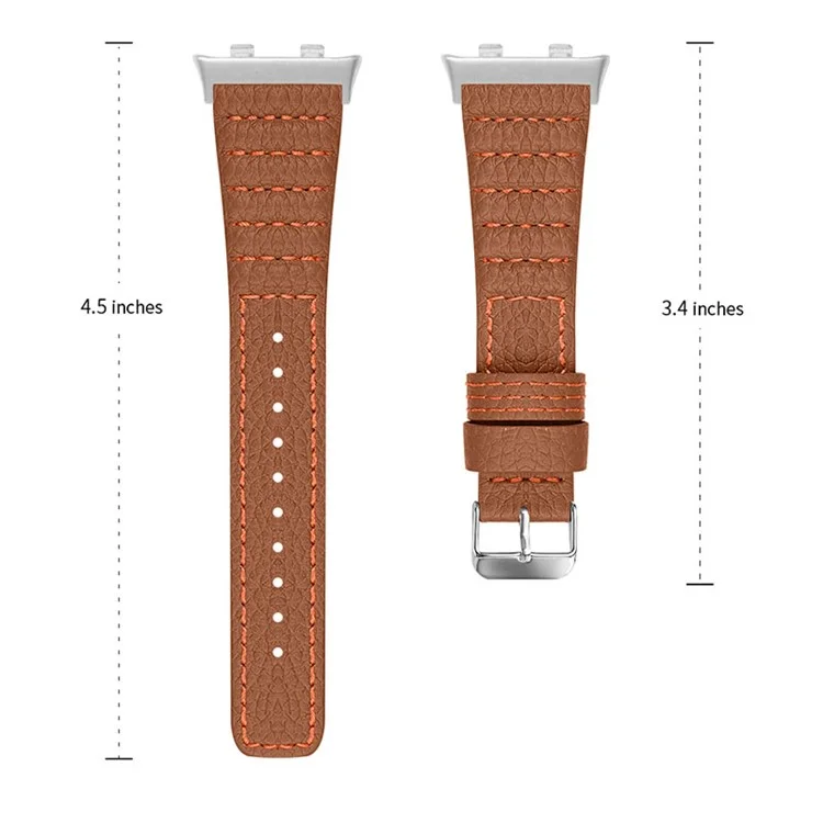 Camada Superior Caminheiro de Couro Genuíno Substituição de Textura de Onda Durável Strança Inteligente Com Fivela Para o Oppo Watch 46mm - Castanho
