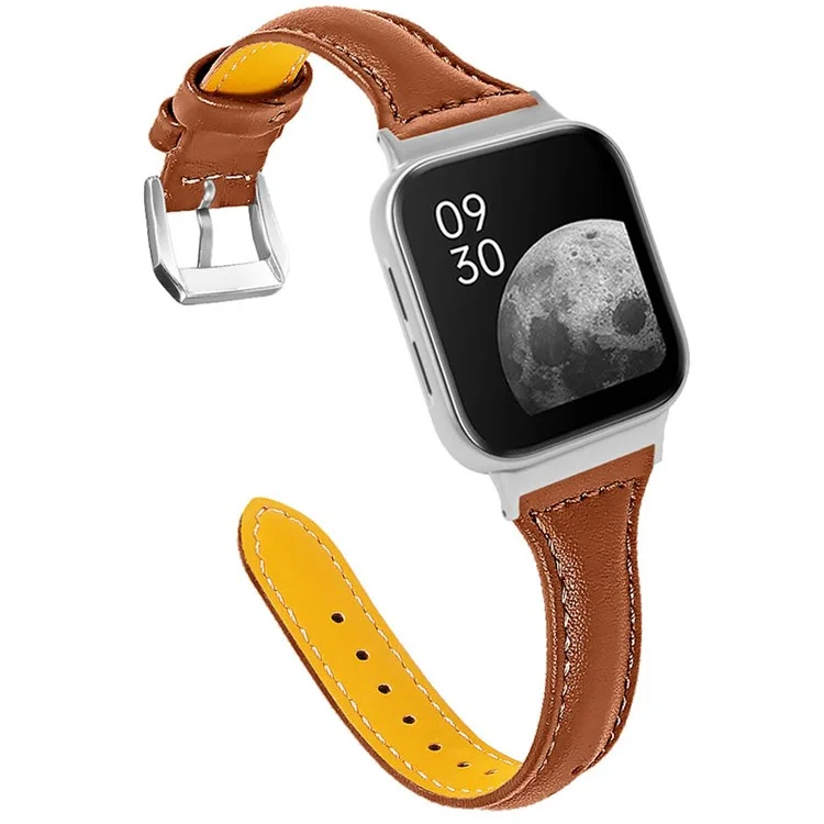Schnell Release Uhrenarmband Top Grain Cowhide Echtes Leder Uhrenarmband für Oppo Watch 41mm - Braun