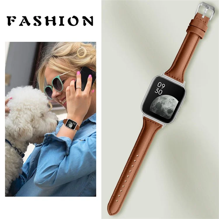 Schnell Release Uhrenarmband Top Grain Cowhide Echtes Leder Uhrenarmband für Oppo Watch 41mm - Braun
