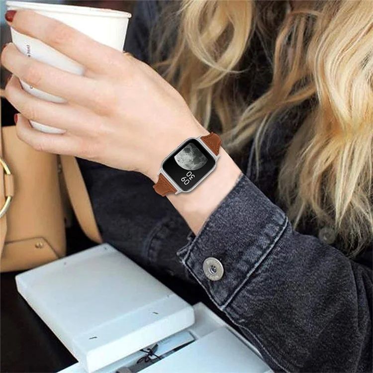 Schnell Release Uhrenarmband Top Grain Cowhide Echtes Leder Uhrenarmband für Oppo Watch 41mm - Braun