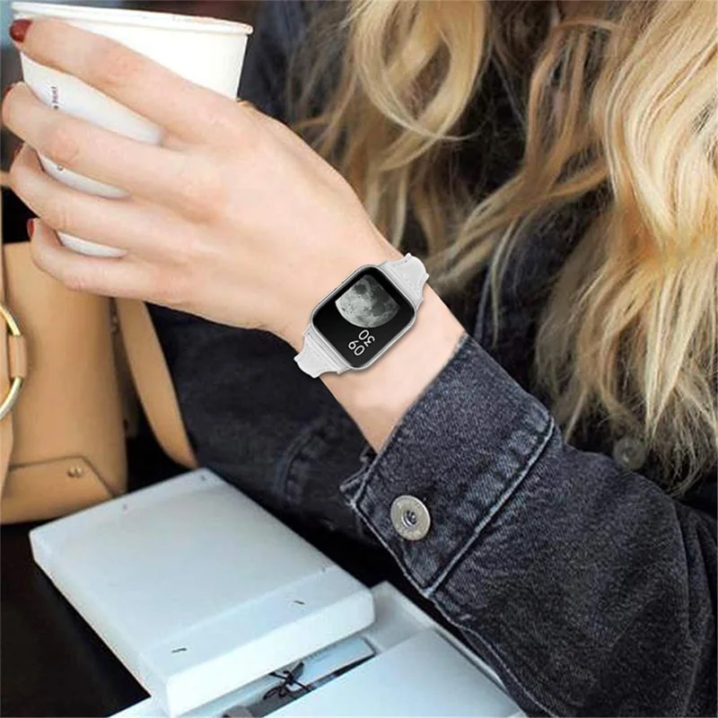 Top Layer Cowhide Genuine Leather Smart Watch Strap Replacement Watch Band for Oppo Watch 46mm - White