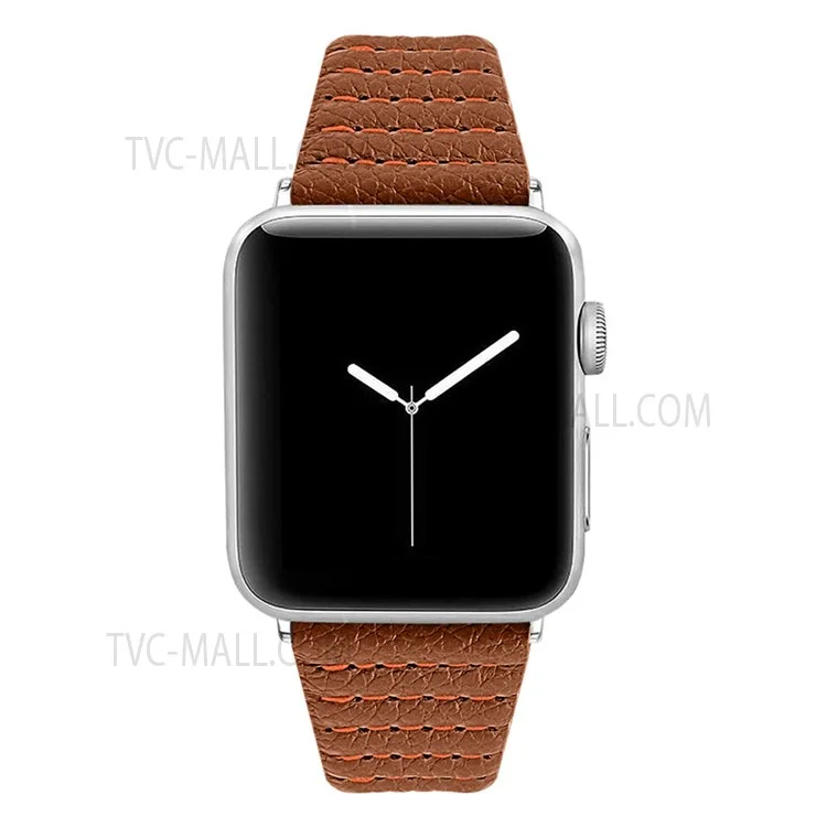 Wave Texture  Cinturino in vera pelle di mucca per smartwatch Apple Watch Serie 10 42mm / 9 8 7 41mm / 6 5 4 SE SE (2022) SE (2023) 40mm / 3 2 1 38mm - Marrone