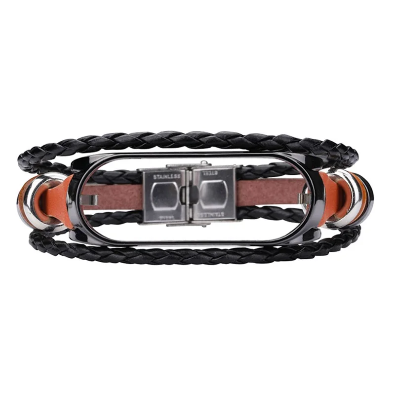 Retro Ethnic Style Smart Watch Wrist Band Strap Beaded Bracelet for Xiaomi Mi Band 5/6 - Brown/Black