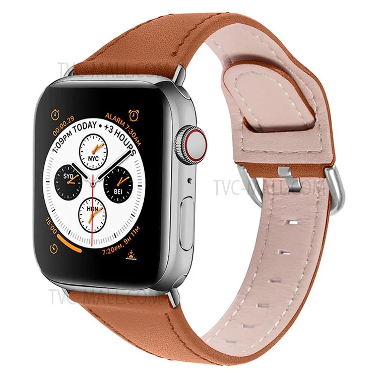 Strapazierfähiges, stilvolles, echtes Lederarmband mit Schnellverschluss als Ersatz für Apple Watch Series 10 46mm / Ultra 2 Ultra 49mm / 9 8 7 45mm / SE (2023) SE (2022) SE 6 5 4 44mm / 3 2 1 42mm - Braun