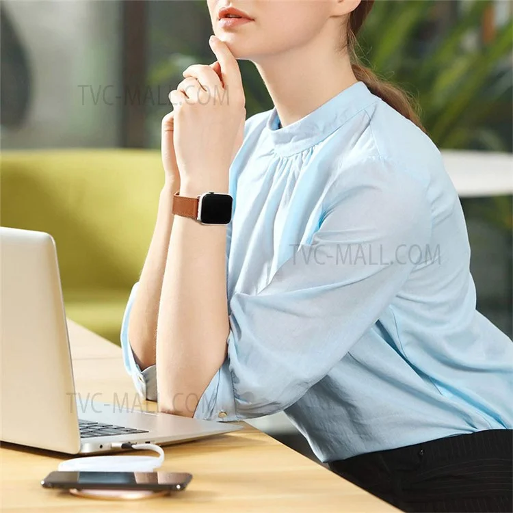 Strapazierfähiges, stilvolles, echtes Lederarmband mit Schnellverschluss als Ersatz für Apple Watch Series 10 46mm / Ultra 2 Ultra 49mm / 9 8 7 45mm / SE (2023) SE (2022) SE 6 5 4 44mm / 3 2 1 42mm - Braun