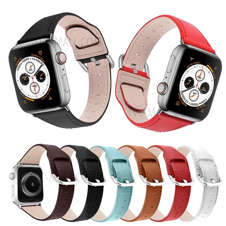 Strapazierfähiges, stilvolles, echtes Lederarmband mit Schnellverschluss als Ersatz für Apple Watch Series 10 46mm / Ultra 2 Ultra 49mm / 9 8 7 45mm / SE (2023) SE (2022) SE 6 5 4 44mm / 3 2 1 42mm - Braun