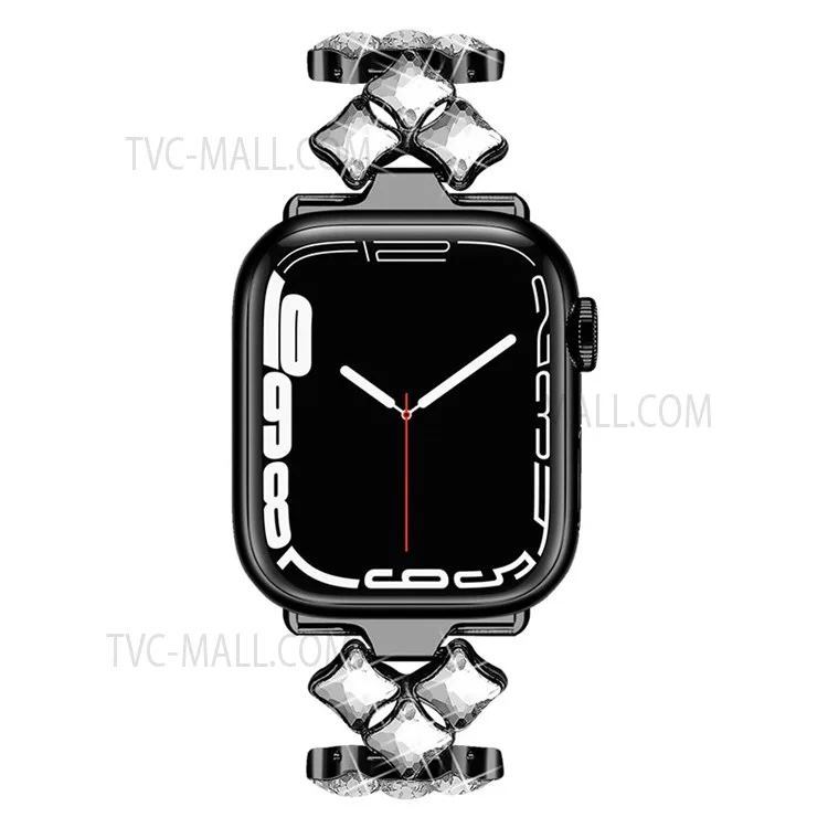Rhinestone Rhombus Stainless Steel Watch Strap Replacement for Apple Watch Series 10 42mm / 9 8 7 41mm / 6 5 4 SE SE (2022) SE (2023) 40mm / 3 2 1 38mm - Black