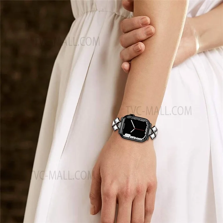 Rhinestone Rhombus Stainless Steel Watch Strap Replacement for Apple Watch Series 10 42mm / 9 8 7 41mm / 6 5 4 SE SE (2022) SE (2023) 40mm / 3 2 1 38mm - Black