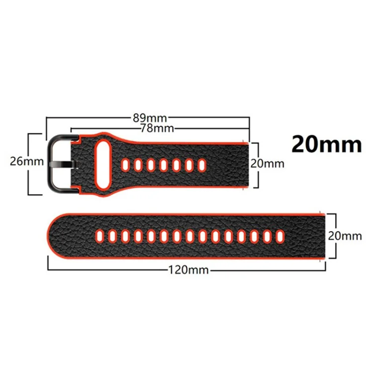 Pulseira de Relógio de Couro PU com Textura de Litchi de 20mm TPU Revestido para Huawei Watch GT3 42mm/GT2 42mm - Preto