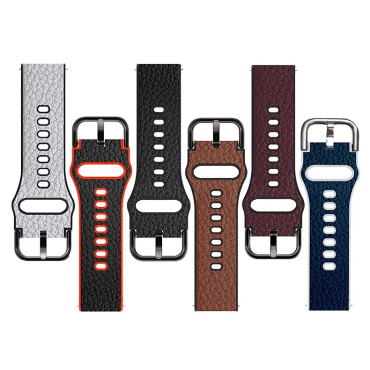 Pulseira de Relógio de Couro PU com Textura de Litchi de 20mm TPU Revestido para Huawei Watch GT3 42mm/GT2 42mm - Preto