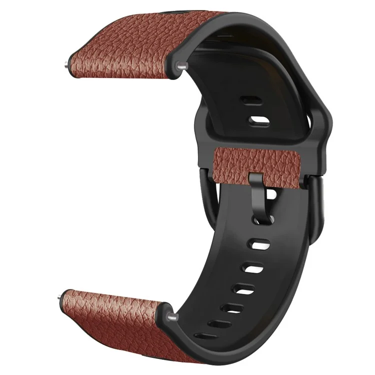 20mm Litchi Texture PU Leather Coated TPU Watchband Replacement Strap for Huawei Watch GT3 42mm/GT2 42mm - Light Brown