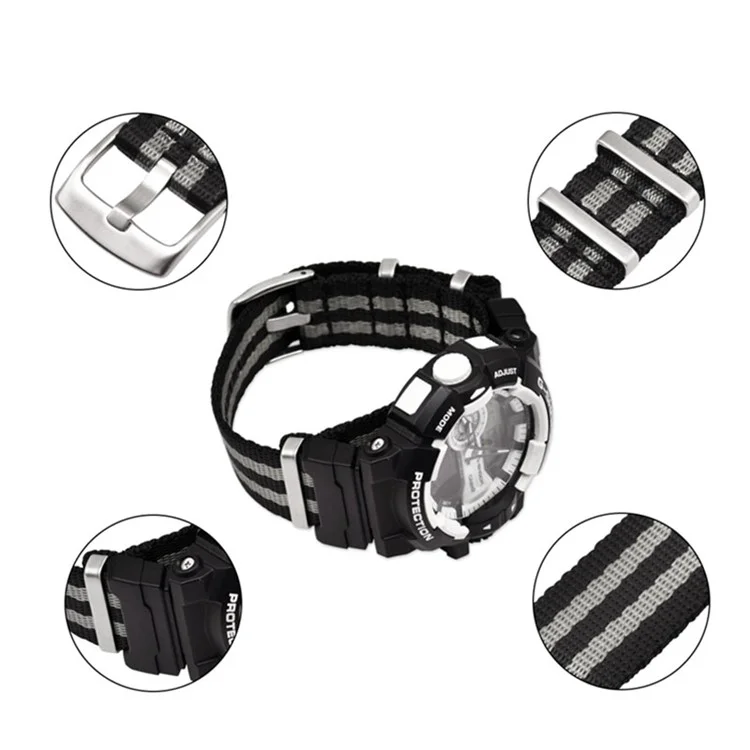 Travaux De Montre À Bandes De Montre À 3 Bandes De Montre Bande De Montre En Nylon Pour Casio GA-110 / G-8900 / DW-5600 - Vert + Vert Clair