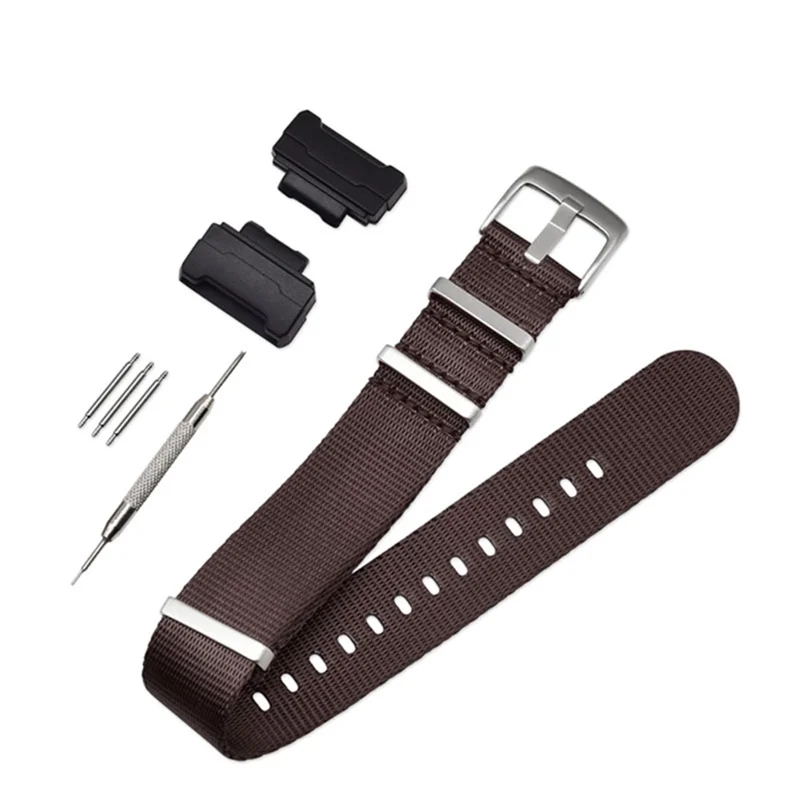 3 Watch Band Loop Watch Strap Replacement Nylon Canvas Watch Band for Casio GA-110/G-8900/DW-5600 - Dark Brown