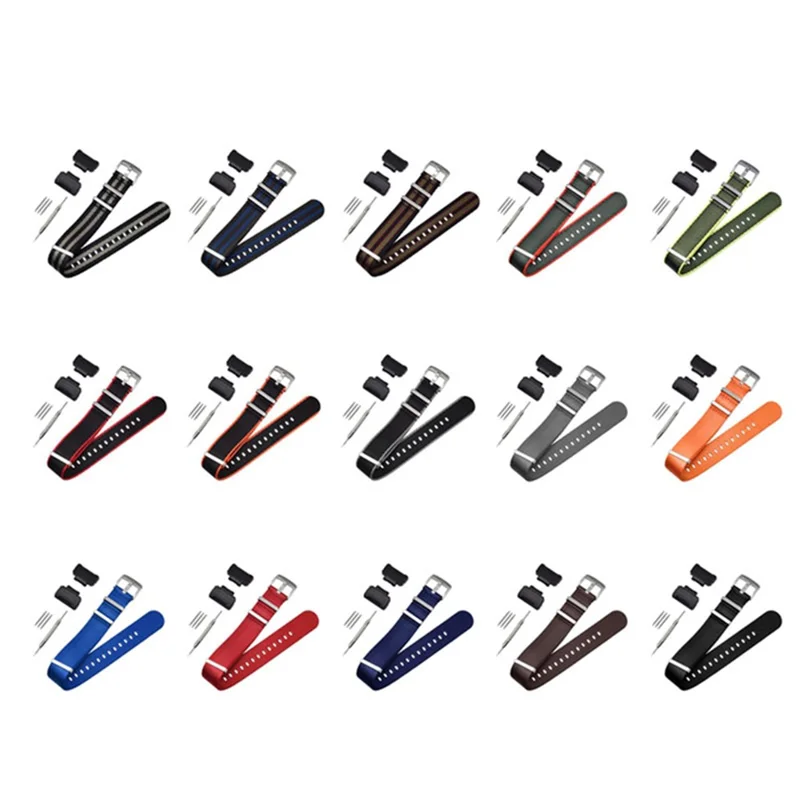 3 Watch Band Loop Watch Strap Replacement Nylon Canvas Watch Band for Casio GA-110/G-8900/DW-5600 - Green+Red